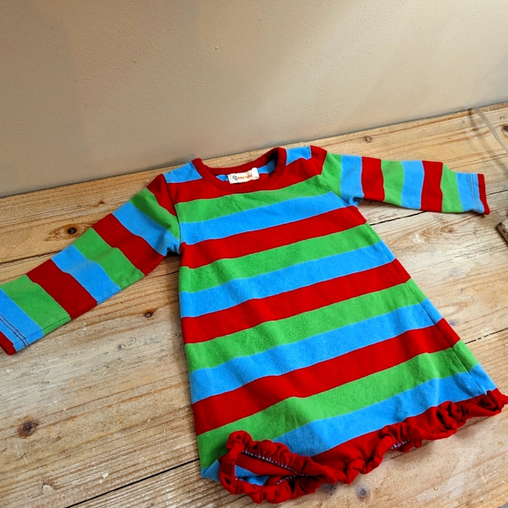 Baby Luigi red green blue striped dress18 m